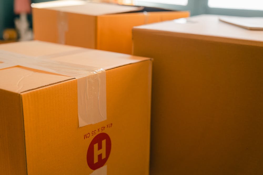 Cardboard boxes packed and stacked for a move